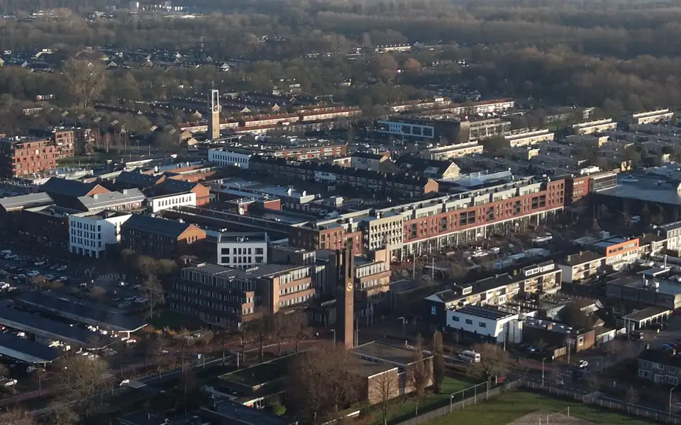 Centrum van Dronten vanuit de lucht